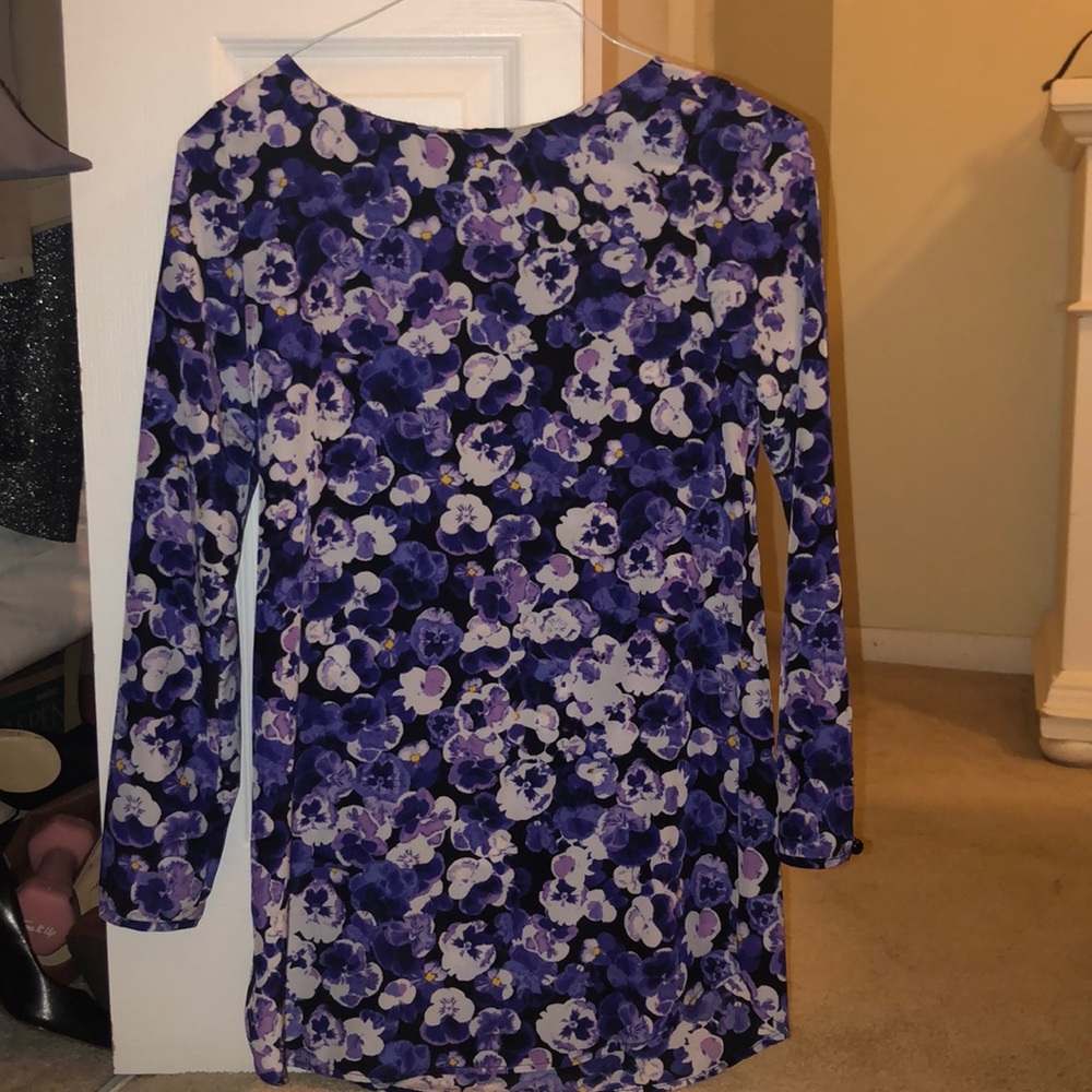 Long sleeve floral purple dress